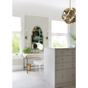 Voltaire Green Beaded Geometric Wallpaper