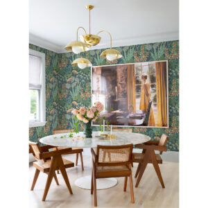 Brie Teal Forest Flowers Wallpaper