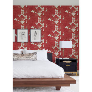Nicolette Red Floral Trail Wallpaper