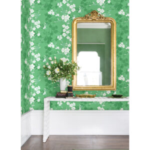 Nicolette Green Floral Trail Wallpaper