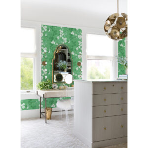 Nicolette Green Floral Trail Wallpaper