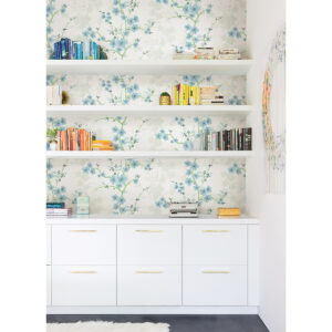 Nicolette Light Blue Floral Trail Wallpaper