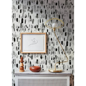 Dwell Black Brushstrokes Wallpaper