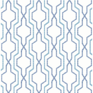 Rion Blue Trellis Wallpaper