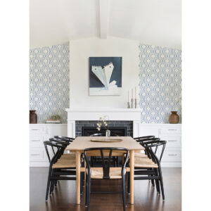 Rion Blue Trellis Wallpaper