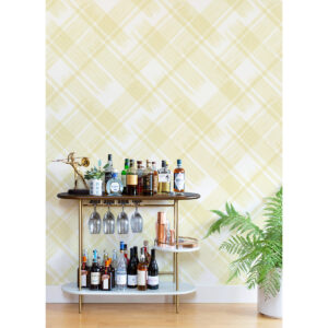 Zag Yellow Modern Plaid Wallpaper