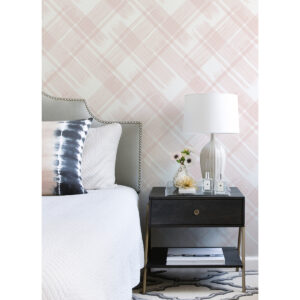 Zag Pink Modern Plaid Wallpaper