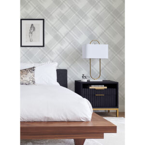 Zag Grey Modern Plaid Wallpaper