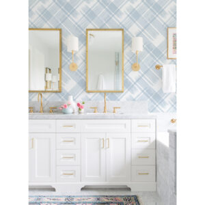 Zag Blue Modern Plaid Wallpaper