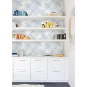 Zag Blue Modern Plaid Wallpaper