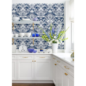 Sadie Navy Parisian Damask Wallpaper