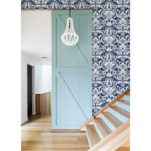 Sadie Navy Parisian Damask Wallpaper
