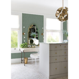 Bentley Green Faux Linen Wallpaper