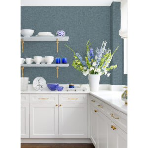 Bentley Navy Faux Linen Wallpaper