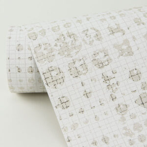 Celeste Platinum Circle Grid Wallpaper