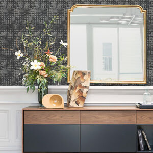 Celeste Silver Circle Grid Wallpaper