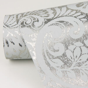 Artemis Silver Damask Wallpaper