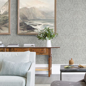 Artemis Silver Damask Wallpaper