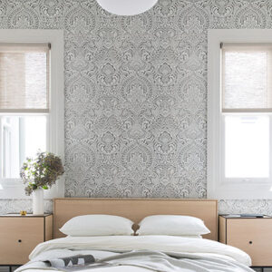 Artemis Platinum Damask Wallpaper