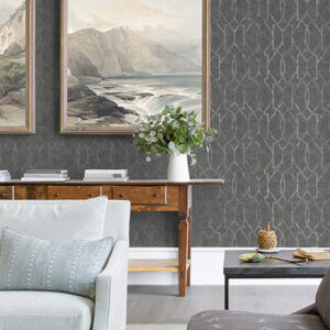 Ziva Silver Metallic Trellis Wallpaper