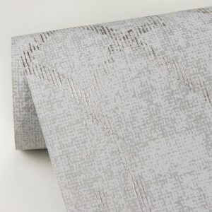Ziva Platinum Metallic Trellis Wallpaper