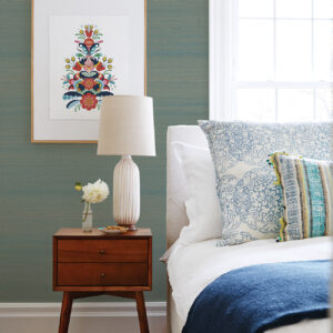 Mai Turquoise Grasscloth Wallpaper