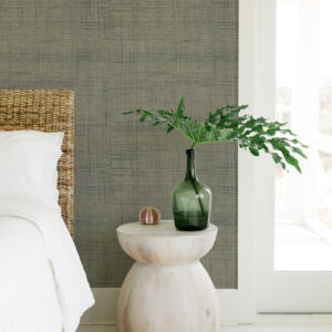 Cheng Light Grey Woven Grasscloth Wallpaper