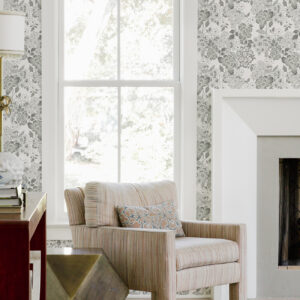 Irina Grey Floral Blooms Wallpaper