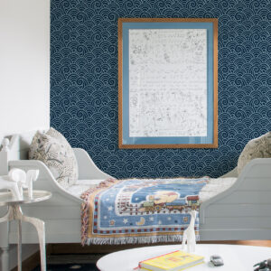 Alorah Navy Wave Wallpaper