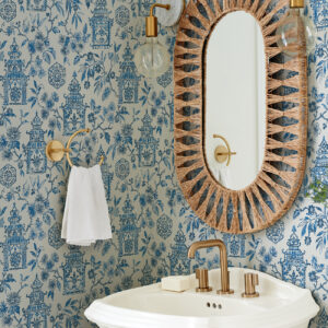 Helaine Blue Pagoda Wallpaper