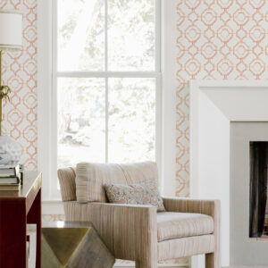 Gallina Orange Trellis Wallpaper