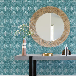 Grady Teal Dotted Geometric Wallpaper