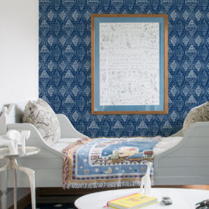 Grady Blue Dotted Geometric Wallpaper