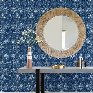 Grady Blue Dotted Geometric Wallpaper