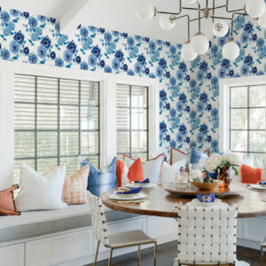 Essie Blue Painterly Floral Wallpaper