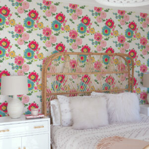 Essie Pink Painterly Floral Wallpaper