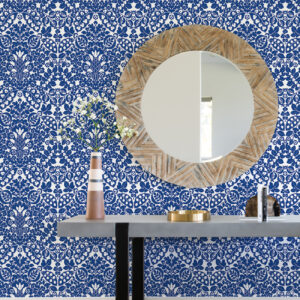 Marni Blue Fruit Damask Wallpaper