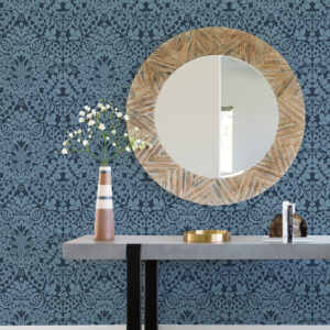Marni Navy Fruit Damask Wallpaper