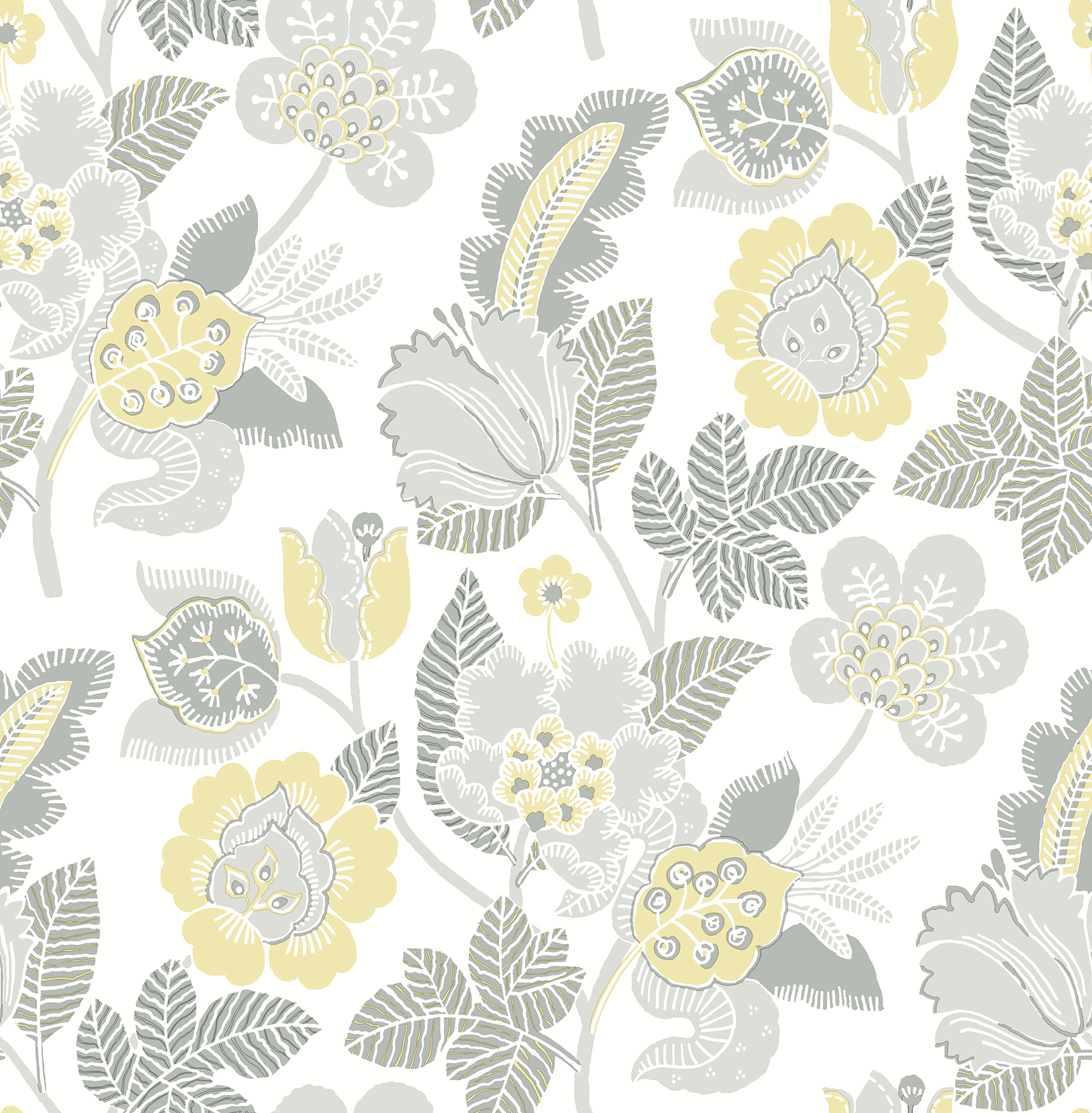Jana Light Grey Jacobean Wallpaper