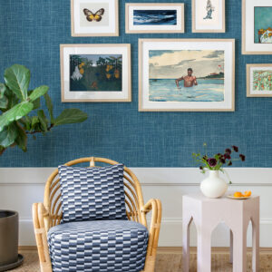 Emerson Teal Faux Linen Wallpaper