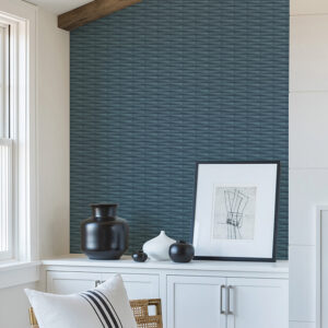 Gator Blue Geometric Stripe Wallpaper