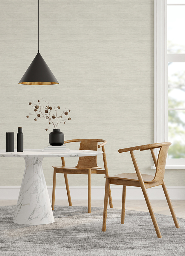 Rushmore White Faux Grasscloth Wallpaper - Image 2