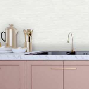 Rushmore White Faux Grasscloth Wallpaper