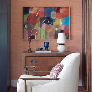 Rushmore Coral Faux Grasscloth Wallpaper