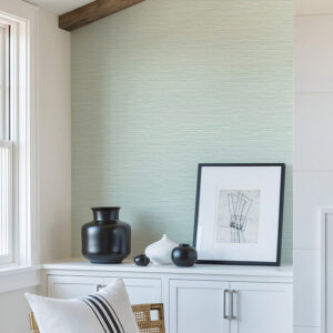 Rushmore Aqua Faux Grasscloth Wallpaper