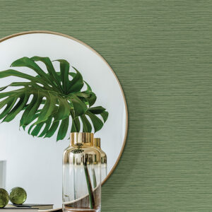 Rushmore Green Faux Grasscloth Wallpaper