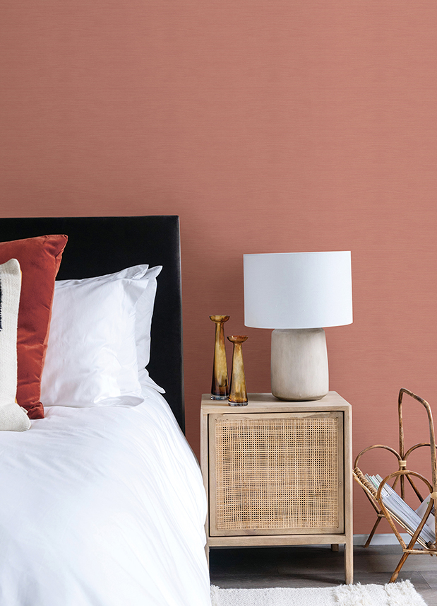 Moroccan Coral Sisal Texture Wallpaper - Image 2