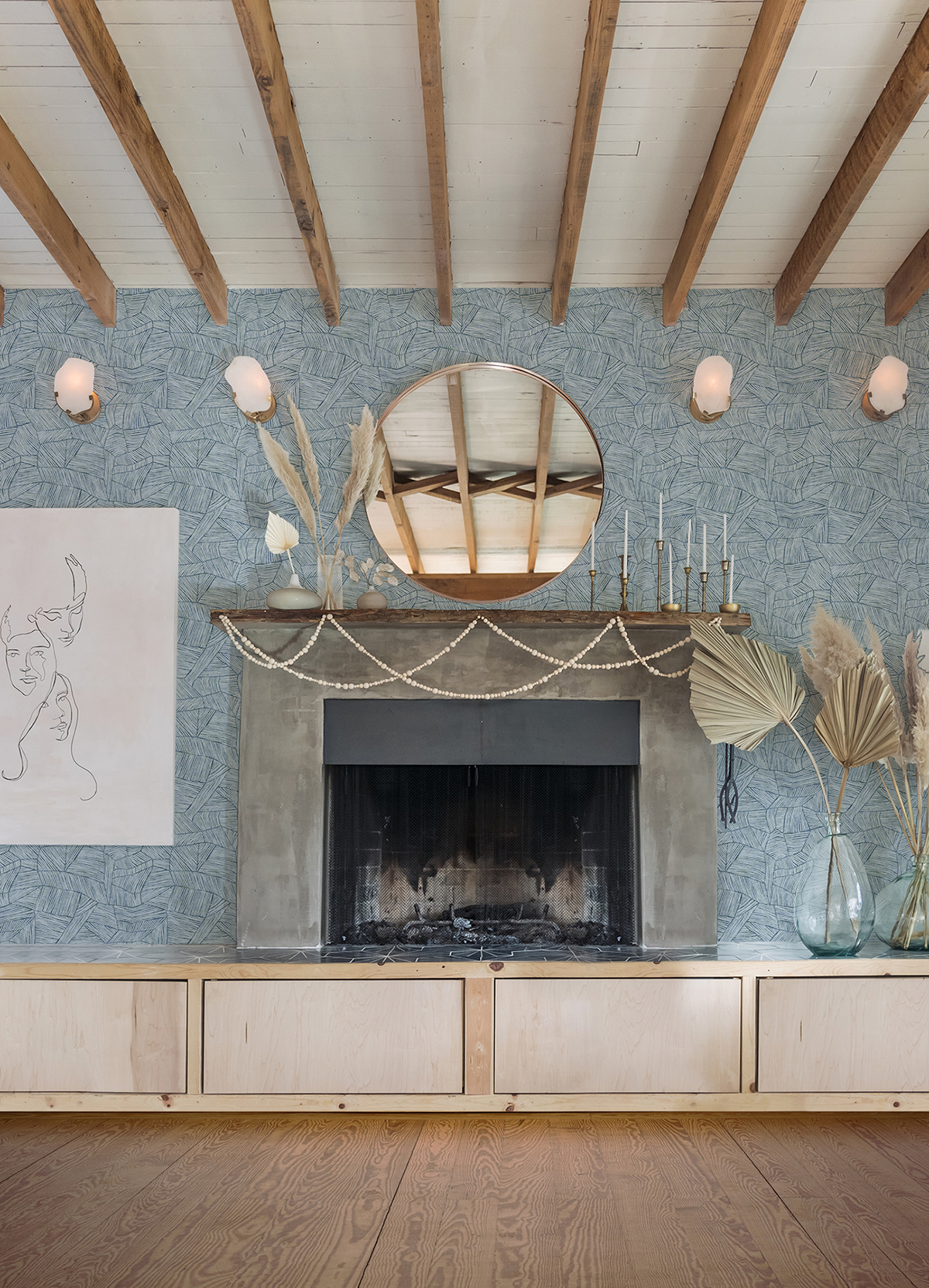 Aldabra Blue Textured Geometric Wallpaper - Image 3