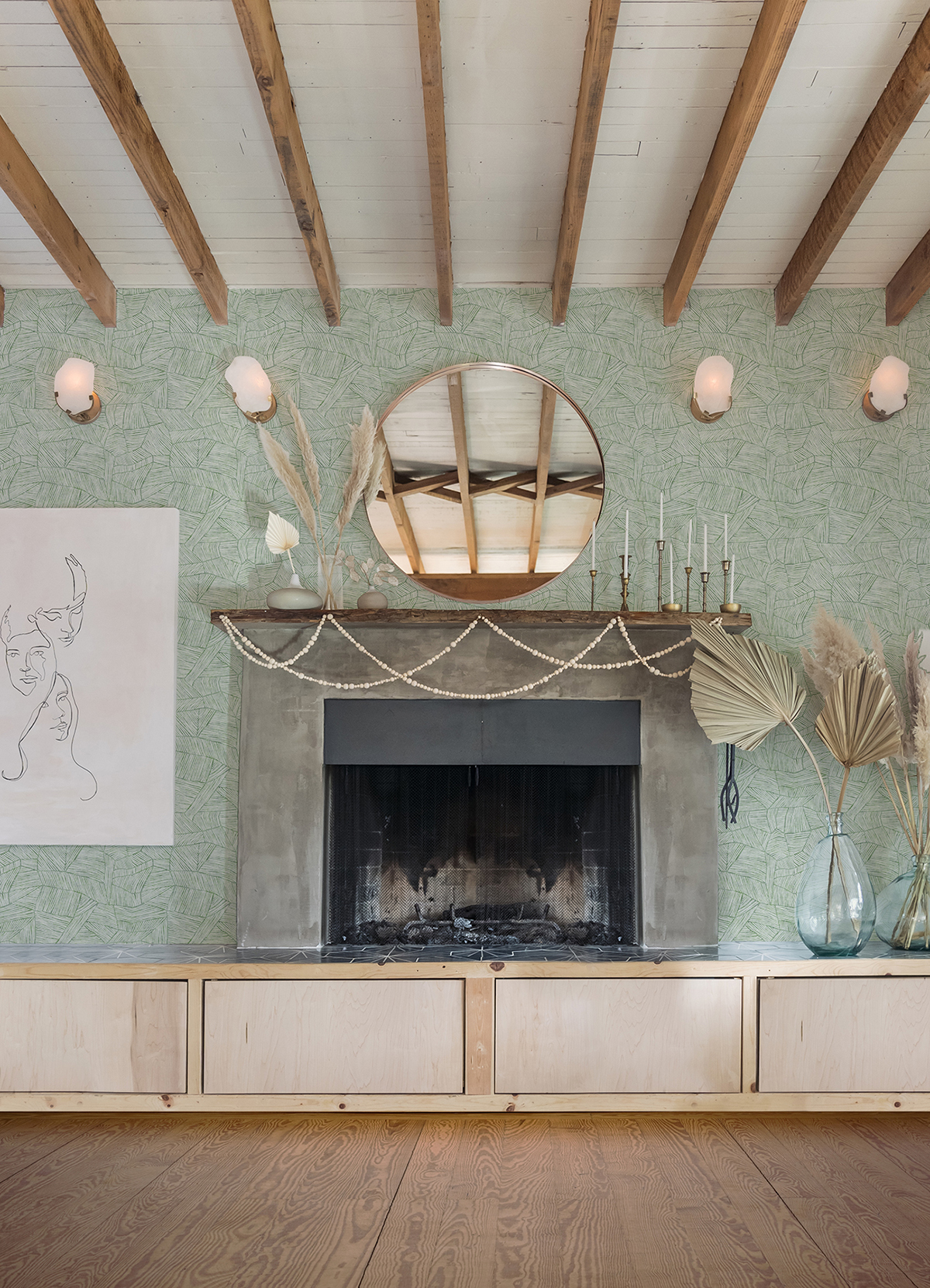 Aldabra Green Textured Geometric Wallpaper - Image 2