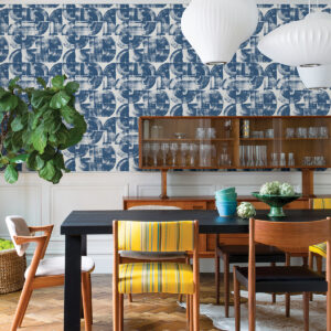 Giulietta Blue Painterly Geometric Wallpaper